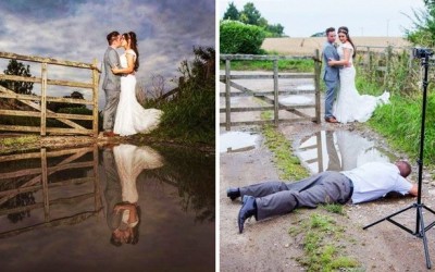 Trik Cerdik Fotografer Wedding Memotret Pasangan Pengantin dan Refleksinya