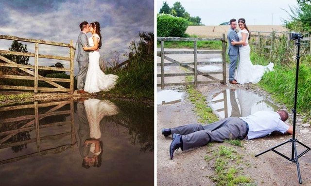 Trik Cerdik Fotografer Wedding Memotret Pasangan Pengantin dan Refleksinya